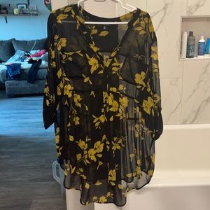 Torrid long sheer floral blouse